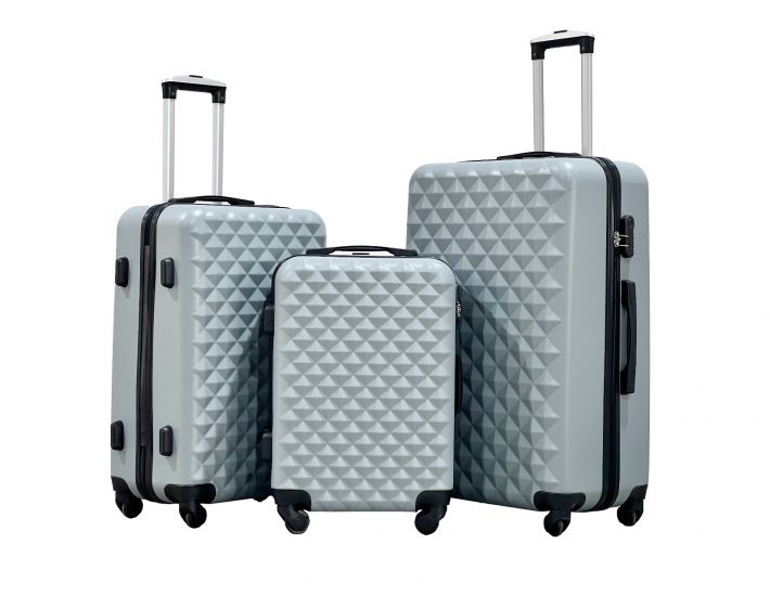 3pc ABS 4 Wheel Diamond Luggage Set