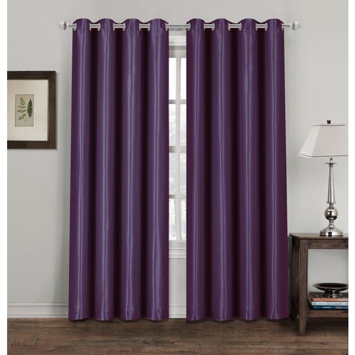 pair of luxury fully lined faux silk ring top curtains - 8  colours  66 x 72