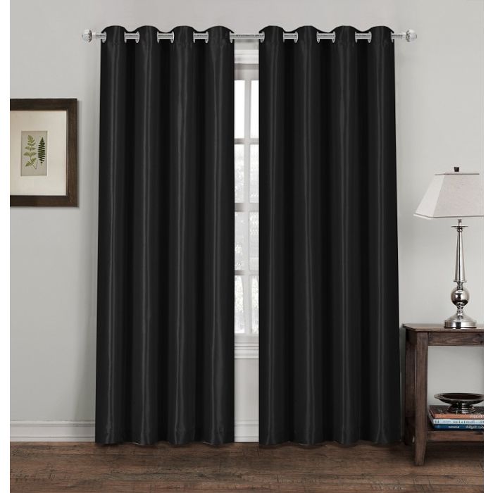 pair of luxury fully lined faux silk ring top curtains - 8  colours  90 x  90