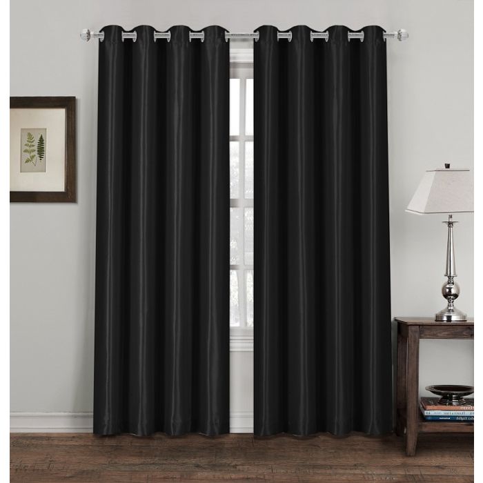 pair of luxury fully lined faux silk ring top curtains - 8  colours  90 x  90