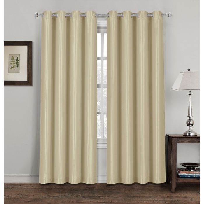 pair of luxury fully lined faux silk ring top curtains - 8  colours  66 x 54