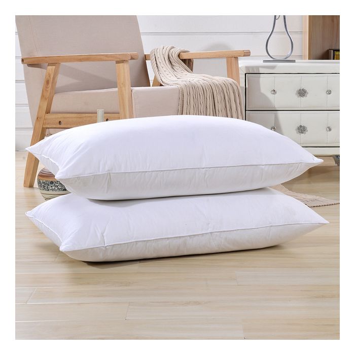 pair of natural high grade white goose feather & down pillows