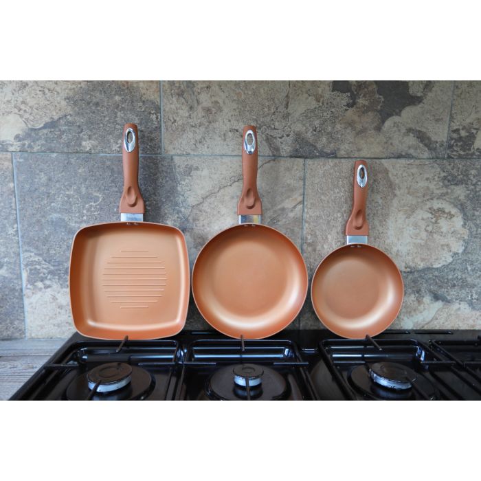 CHEF QUALITY 3 PIECE COPPER PAN SET