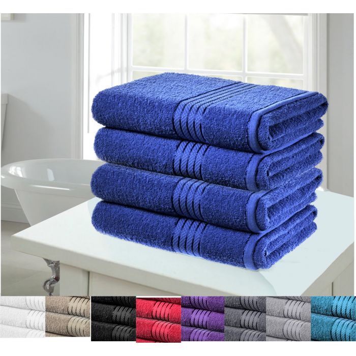 Hampton lurex border soft cotton bathsheets -4 pack