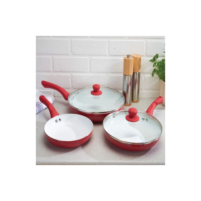 5 piece ceramic pan set - 3 colours