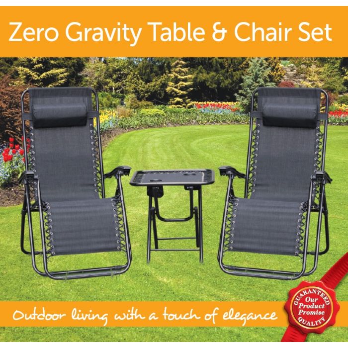 3 pc gravity chair and table  set - black