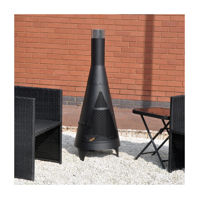 black steel outdoor chimenea