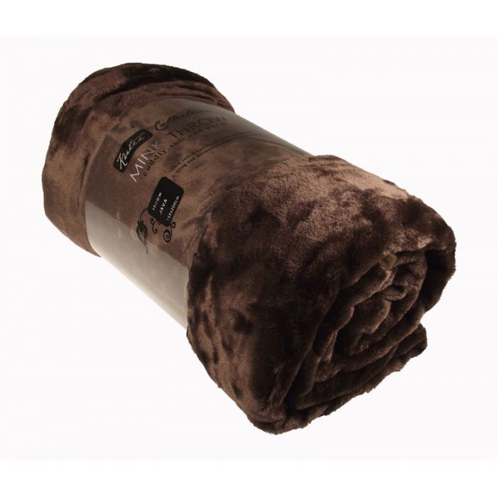 Luxury Mink Faux Fur Throw Brown  200 X 240 CMS