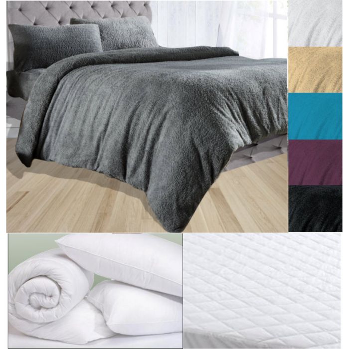 Complete bedding set with duvet cover, pillows, duvet and mattress protector