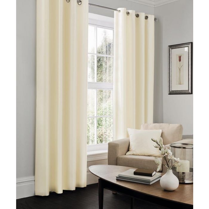 pair of luxury fully lined faux silk ring top curtains - 11 colours  66 x 54