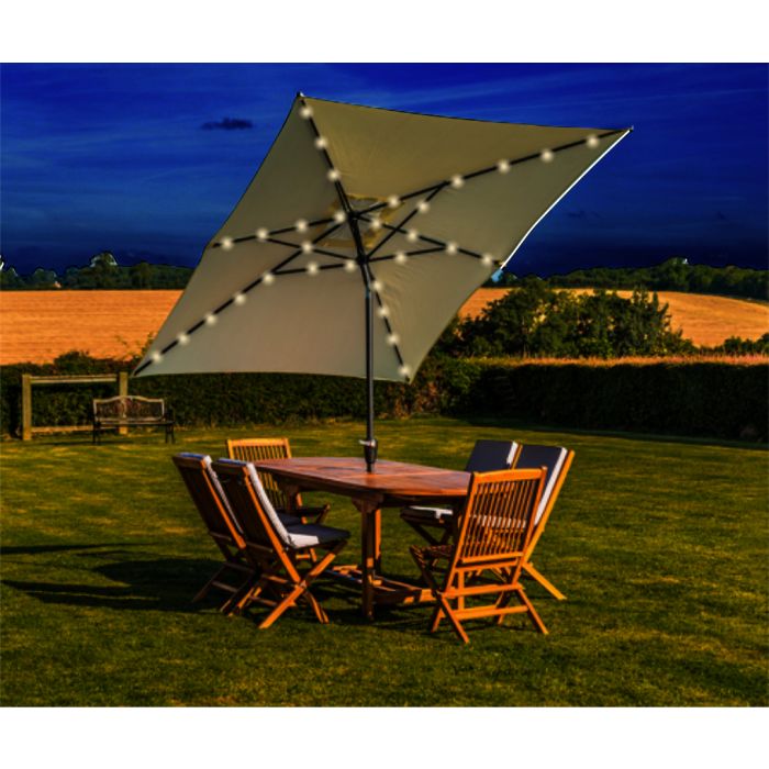Large crank parasol with LED Lights - 2 colours available