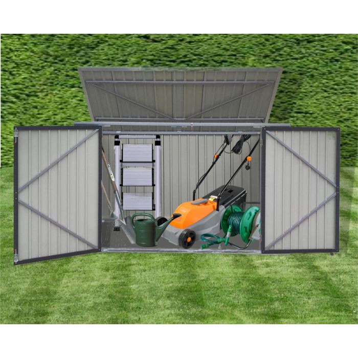 Large double door metal bin shed