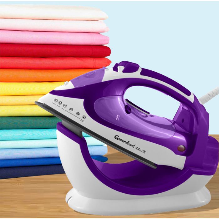 2400 watt cordless steam iron with stand plate