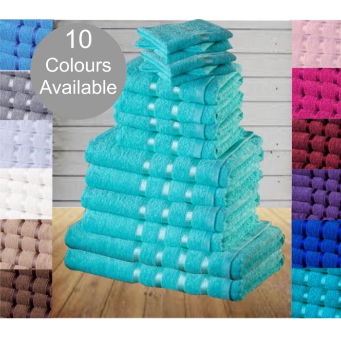 luxury 8 or 16  pc egyptian cotton towel set - 10 colours