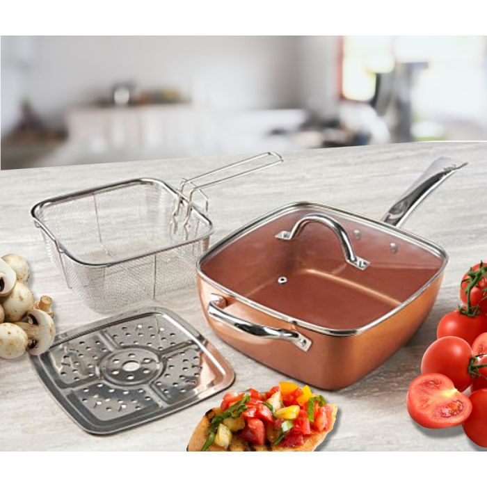 4 in 1 multi functional copper pan