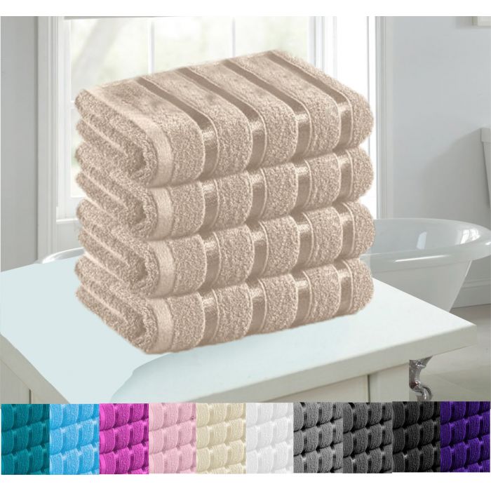 pack of 4 egyptian cotton satin stripe bath sheets - 11 colours