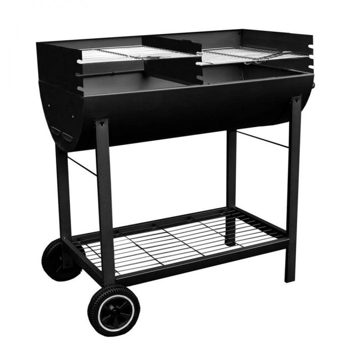 half drum freestanding steel barbeque