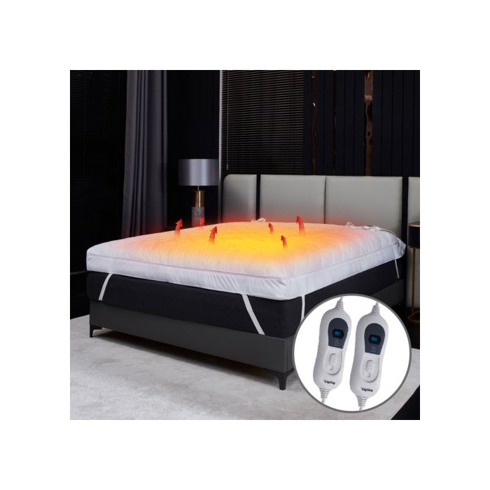 Dual Control, 4 Inch Luxury Thick Heated Mattress Topper