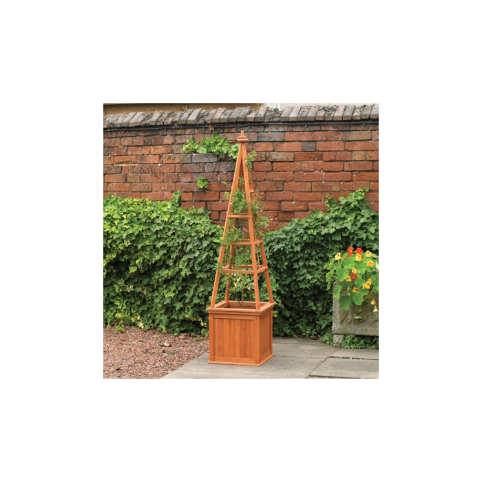 Wooden obelisk climber planter