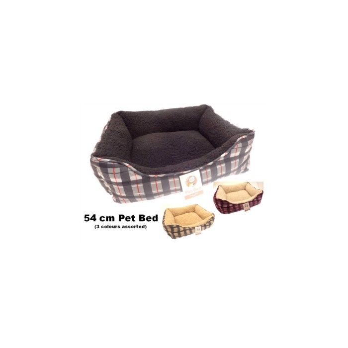 Tartan Check fleecy dog bed - black