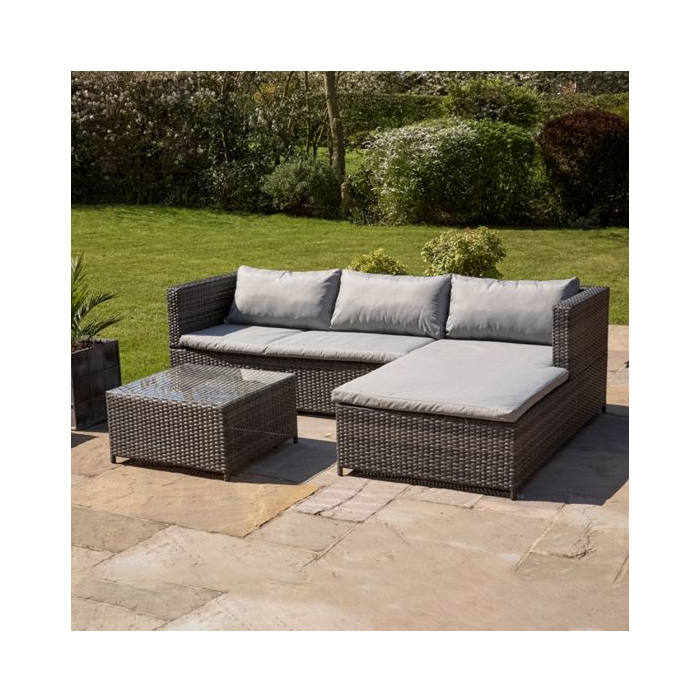 3 pc rattan corner sofa set with table