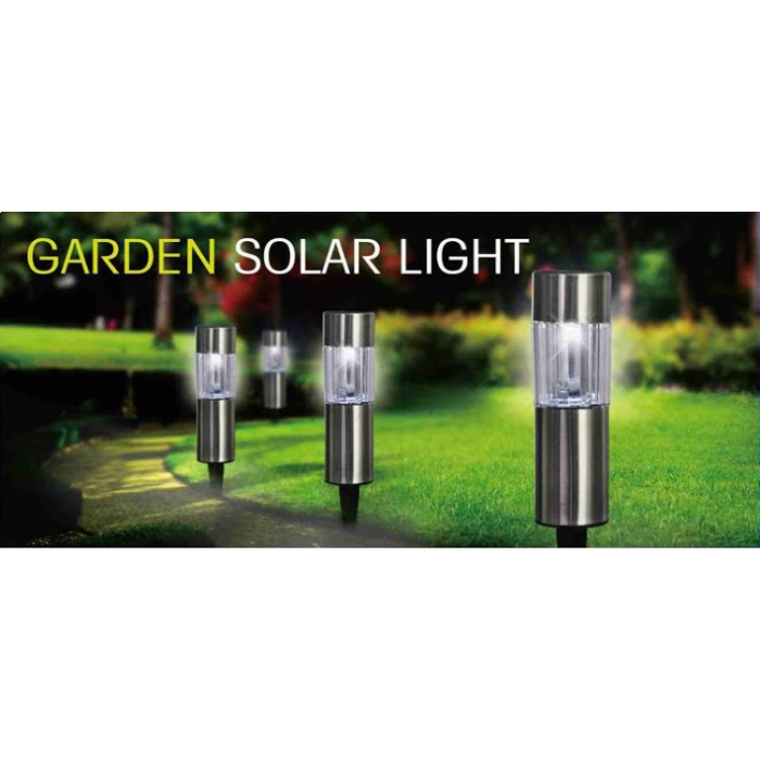set of 6 chrome  solar stake lights