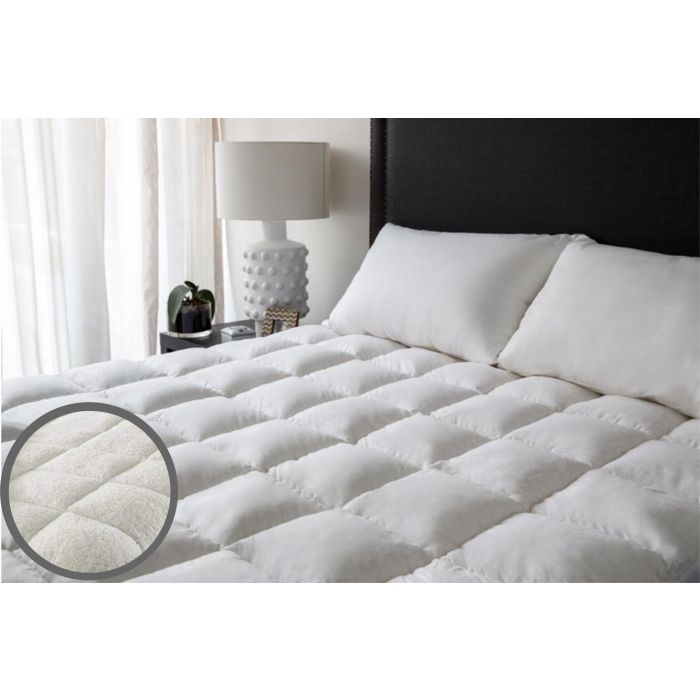 extra warm reversible teddy  fleece mattress topper - 3 sizes