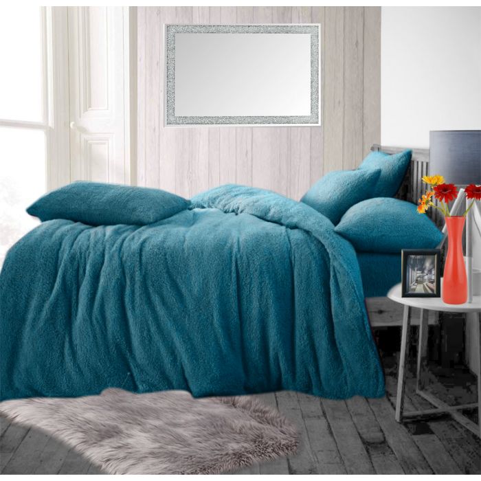 Teal teddy fleece bedding online