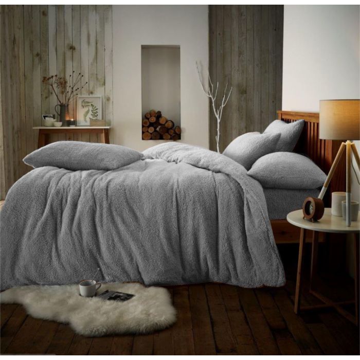supersoft teddy fleece duvet cover bed set - 6 colours