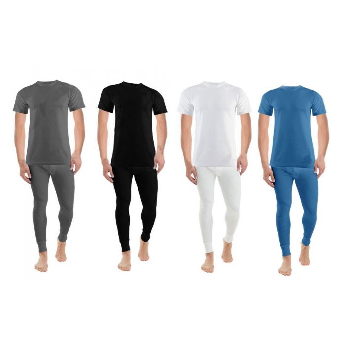 2 pc thermal long johns and tee shirt set - 4 sizes 4 colours