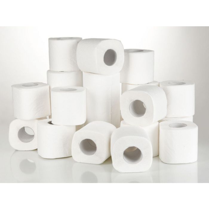 jumbo pack of soft white loo rolls