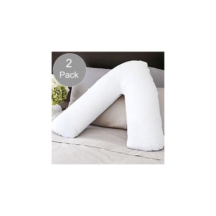 Pair of V Shape Neck Support Orthopedic Pillows Complete With Pillowcase