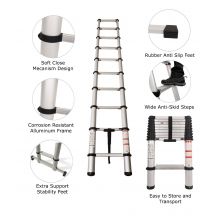 Extra Wide Telescopic Ladder with Soft Close Design